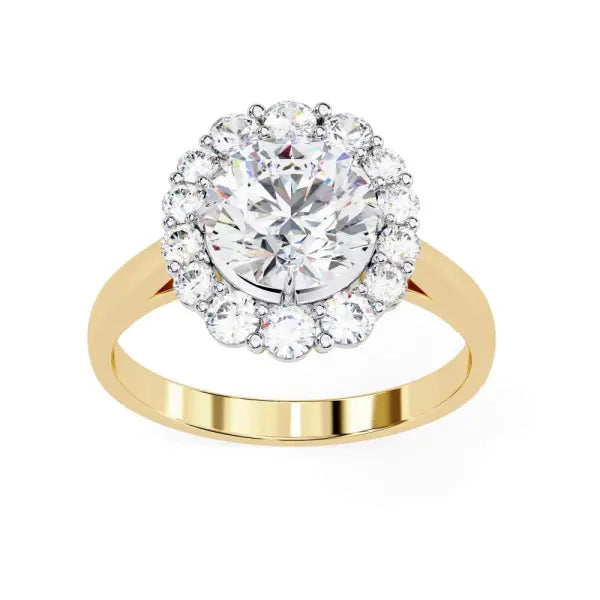 Round Halo with Cathedral Engagement Ring